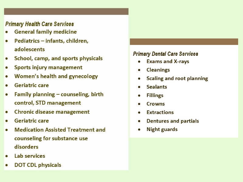 list of services
